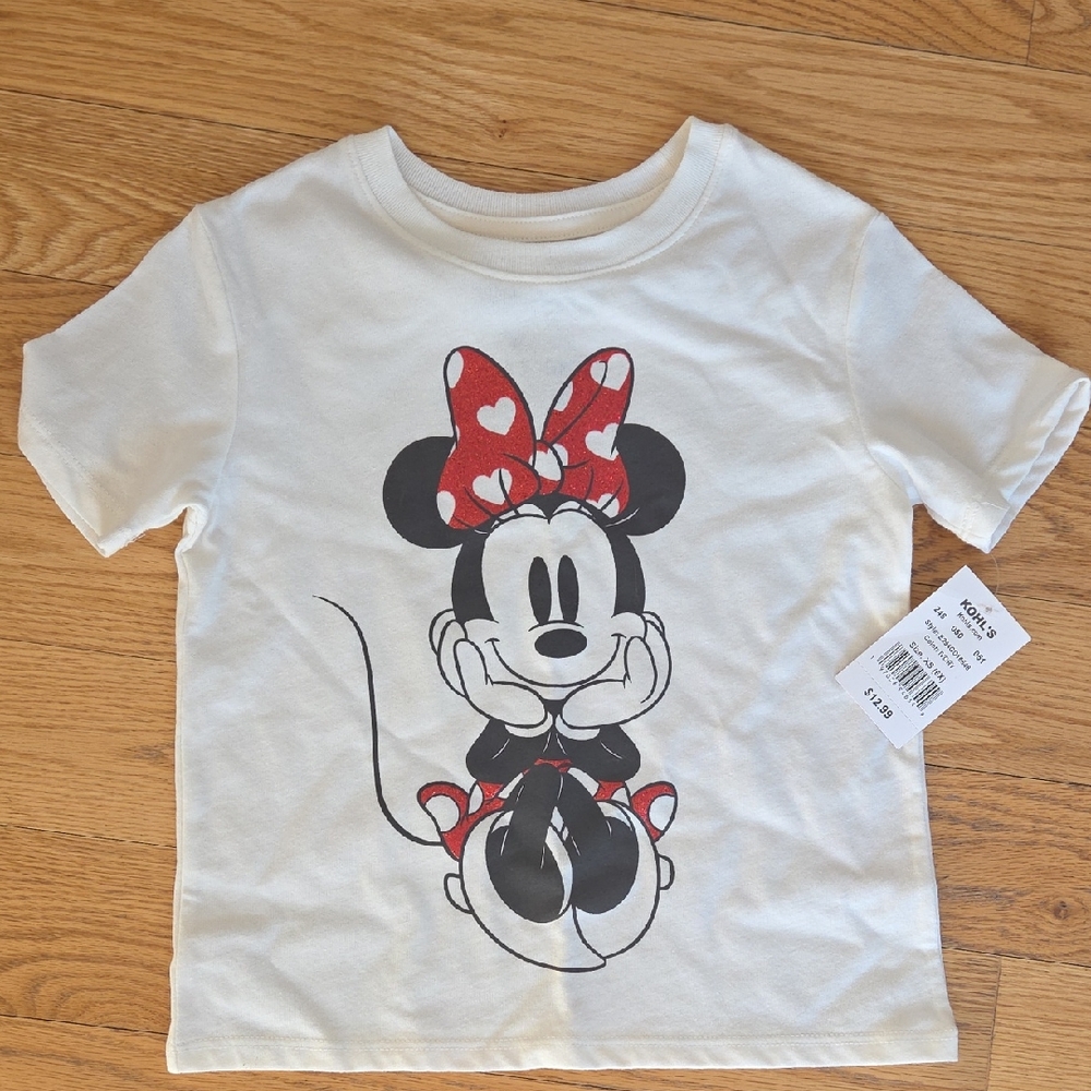 Disney White Tee with Minnie Mouse and Red Accents